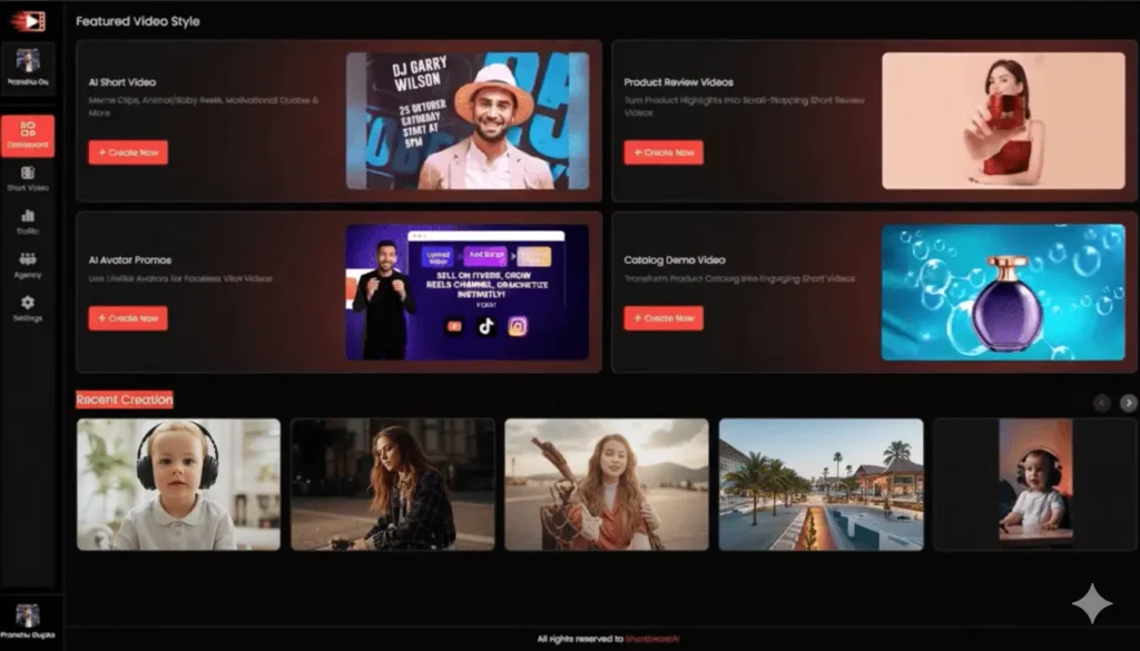 ShortBeast AI App Walkthrough – A Quick Look at How It Works Here’s a simple breakdown of how ShortBeast AI helps you create viral short videos in minutes. Once you log in, you’re welcomed by a clean, beginner-friendly dashboard. Everything you need—projects, templates, assets, and client work—can be accessed right from this main control panel.